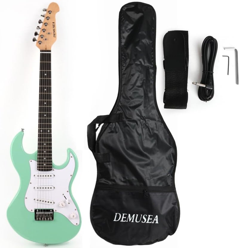 demusea Short Scale 36 Inch 3/4 Electric Mini Guitar Trans Green Color for Beginner Starter Travel Portable Practic With Gig Bag And Strap Phoenix Body Maple Neck - Image 1